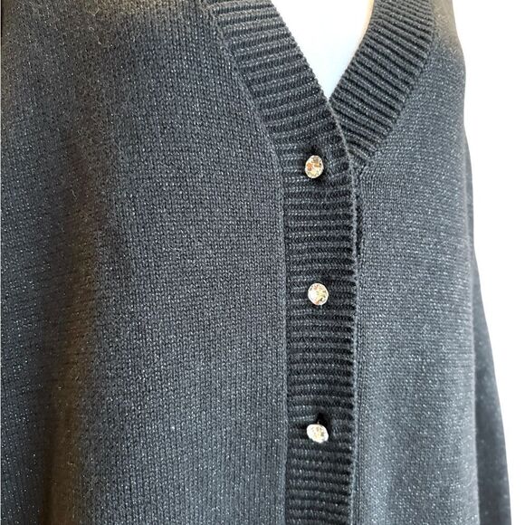 Quacker Factory Cardigan Sweater Rhinestone Buttons Black Sparkle Womens Size 1X - Picture 6 of 10
